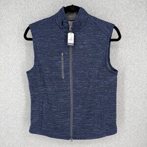 Johnnie O Mens Tahoe Full Zip Vest Size M Admiral Blue Knit Mock Neck NEW FLAW